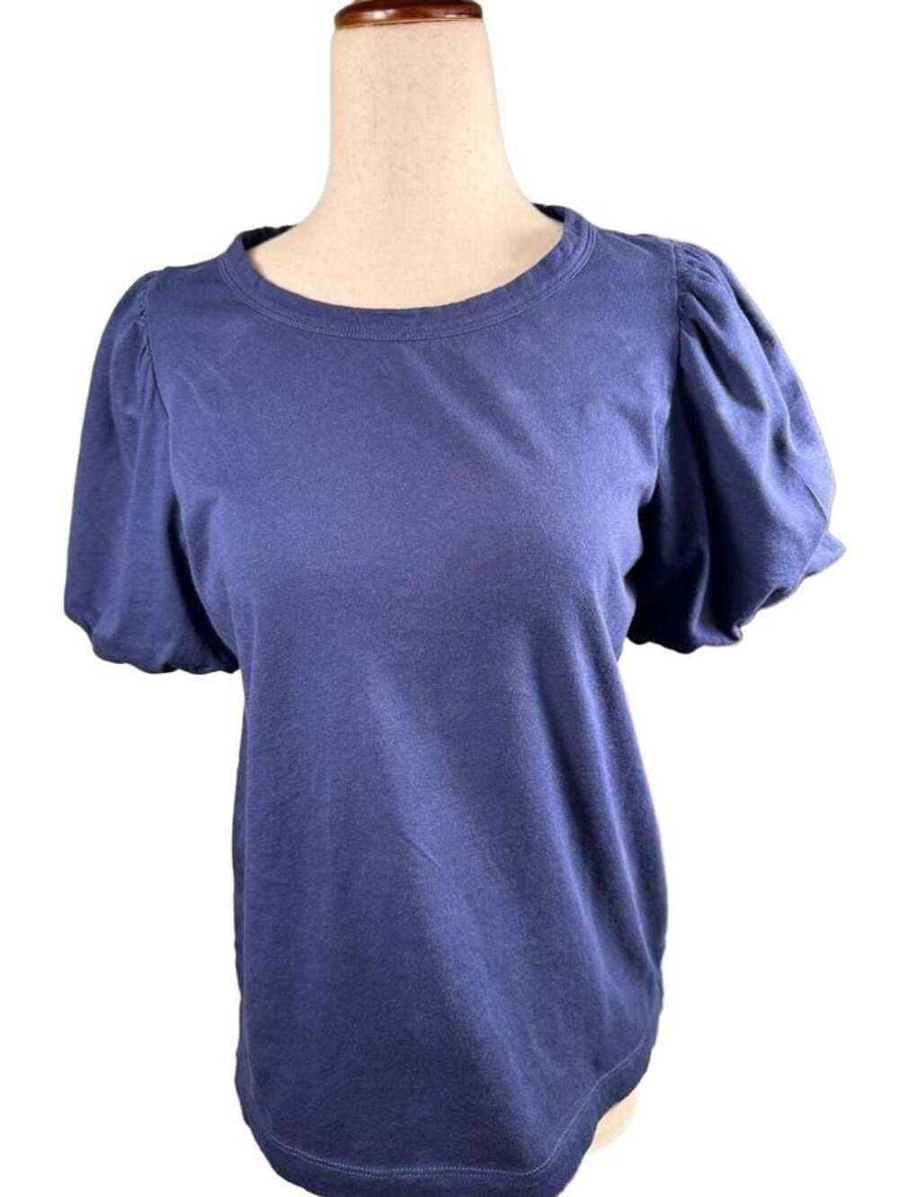 LOFT Blue Puff Sleeve Crewneck Tee Shirt h1309